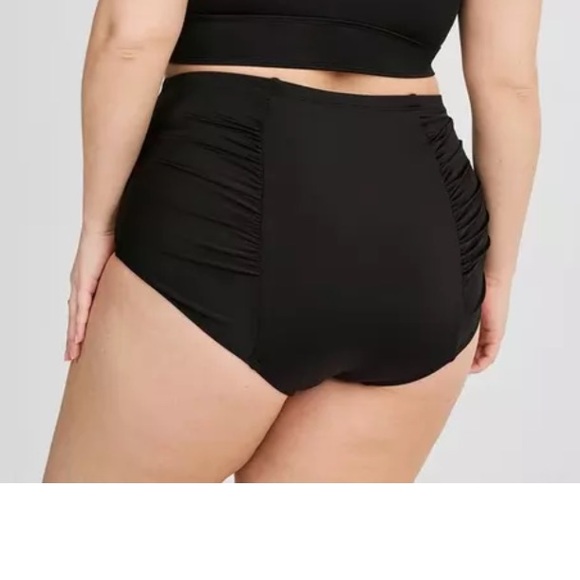 Torrid 4 High Rise Ruched Swim Bottom black - Picture 3 of 10